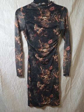 black plunge knot detail shirt dress Plunge Knot Drape Back Mini Dress In Black | EGO US